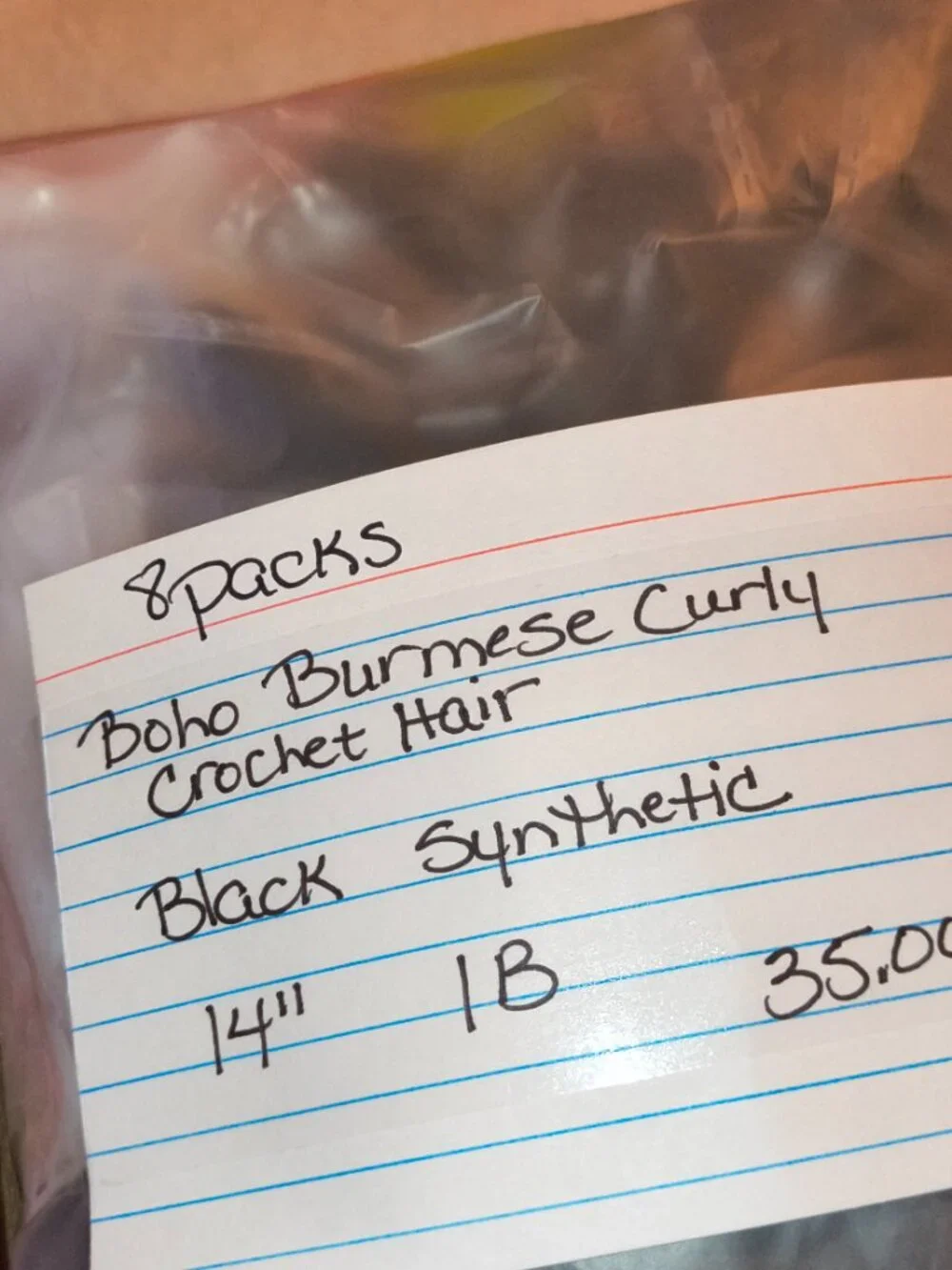Burmese Synthetic Curly Crochet Hair 14 Inch 1B# 8 Packs